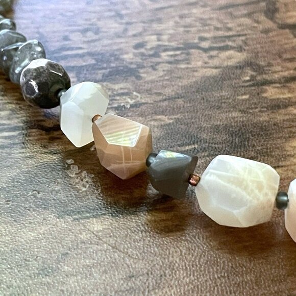 Peyote Bird Necklace Sterling Silver Moonstone Labradorite Agate Beaded 15" Boho - Picture 15 of 16